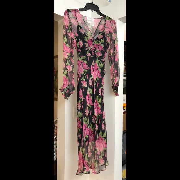 MaxMara Italy Stunning Floral Dress w/ Custom Slip Sz. 2 - Picture 4 of 9